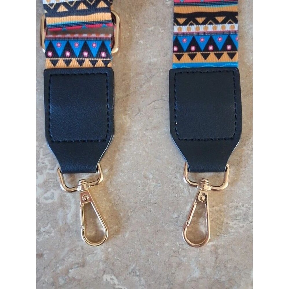 Colorful Geometric Pattern Multicolored Wide Width Adjustable Crossbody Strap - Picture 2 of 7